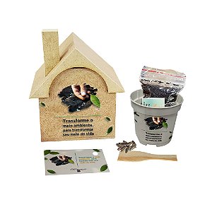 AL167 - Brinde Escolar Casinha mdf com dtf e Sementes de Flores - Meio Ambiente