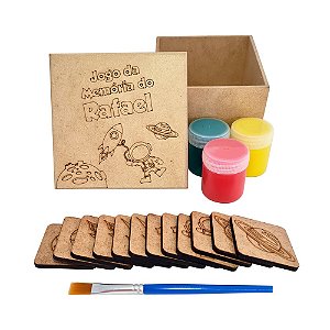 AL333 - Lembrancinha Kit Jogo da Memória mdf com Tinta e Pincel - Tema Astronauta