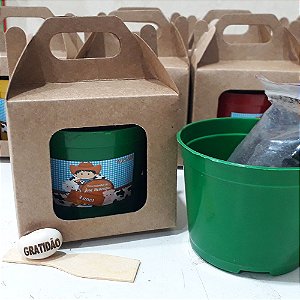 AL001 - Lembrancinha Kraft Visor com Semente Personalizada - Tema Fazendinha