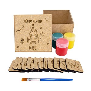 AL333 - Lembrancinha Kit Jogo da Memória mdf com Tinta e Pincel - Festa de Aniversário