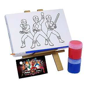 AL103 - Lembrancinha Kit Pintura Cavalete com Tela Gravada - Power Rangers