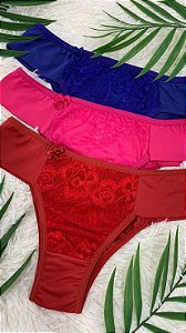 Calcinha báscia com detalhe renda - Eagle Moda Intima