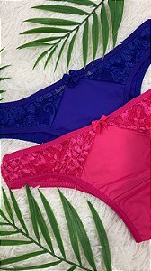 Calcinha básica com detalhes frontais em renda - Eagle Moda Íntima