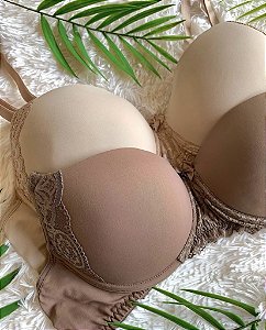 Sutiã meia taça com detalhe de renda frontal - Eagle Moda Intima