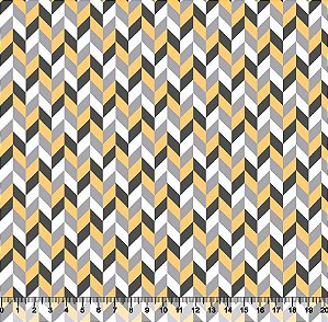 Tecido Tricoline Geométrico Estilo Chevron Amarelo e Preto