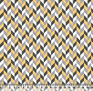 Tecido Tricoline Geométrico Estilo Chevron Amarelo e Preto