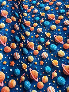 TECIDO TRICOLINE  PLANETAS DIGITAL