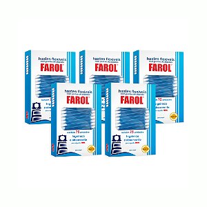 Hastes Flexíveis 75 Unidades Farol - Kit com 5 Caixinhas