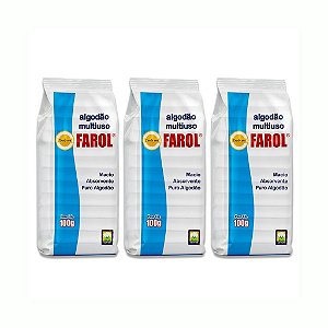 KIT COM 3 PACOTES DE ALGODÃO MULTIUSO 100G FAROL