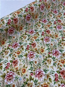 Tecido Tricoline Estampado 100% algodão Digital Floral