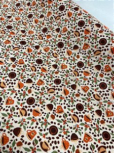 Tecido Tricoline Estampado 100% algodão Digital Cafezinho