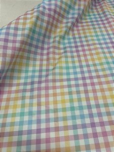 Tecido Tricoline Estampado 100% algodão Digital Xadrez Colorido