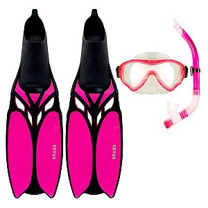 Kit de Mergulho Triplo Cetus Cobia Pro Rosa M - 37/38