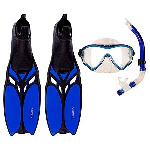 Kit de Mergulho Triplo Cetus Cobia Pro Azul XL - 41/42