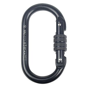 Mosquetão de Aço Alpen Pass Silver Black Oval 25kn com Rosca - Preto