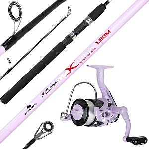 Kit Vara Max Power 1.80m 2P com Molinete 4000 Rosa