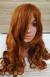 Wig Da Bela Da Fera Personagem Cosplay Castanha Cacheada 75cm