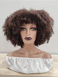Peruca Curta de cabelo volumoso sintético cacheada