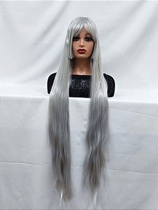 Peruca longa Sintética cinza para eventos e personagens cosplay
