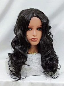 Peruca ondulada sem franja comprimento mediano