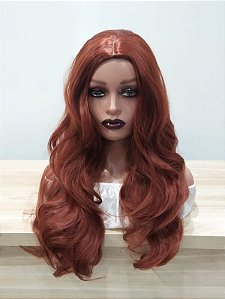 Peruca sintética lisa longa sem franja para cosplay ondulada