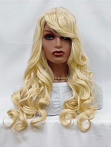 Peruca ondulada loira com franja para Cosplay personagens Evento Anime