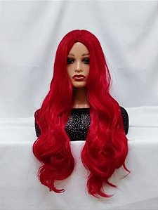 Peruca Sintética vermelha sem franja para cosplay