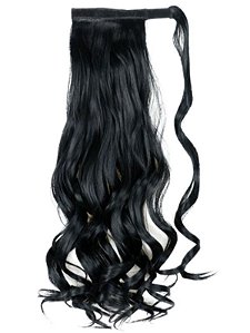 Rabo de Cavalo com amarrador para finalização de penteados ondulado Preto 1#