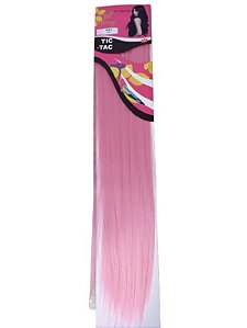 Aplique tic tac para extensão de cabelos mega hair cor rosa liso