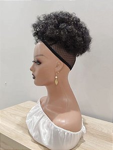 cabelo afro puff volumoso para finalização de penteados cor preta