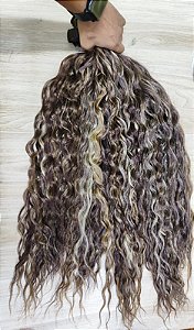 Cabelo em fibra bio humanizado curvatura 2B morena praia 320g com 9 telas