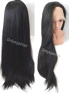 Peruca Front Lace Orgânica Lisa 70 cm cor Preta 1#