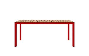 Mesa de jantar retangular PURE-2 - tampo em madeira ripada - Pátio Brasil