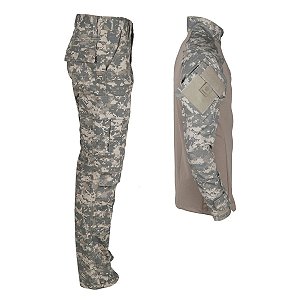 Farda Tática Bélica - Calça e Combat Shirt Camuflada Digital Areia