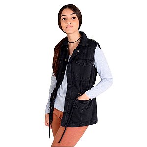 Colete Feminino Sarja Jungle Treme Terra - Preto