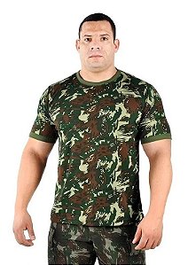 Camiseta Baby Look Camuflada Exercito Brasileiro Manga Curta