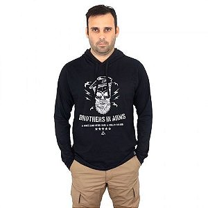 Camiseta Manga Longa Com Capuz Estampada Brothers In Arms Preta - Atack