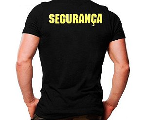 Camiseta Militar Estampada Segurança Preta Escrita Amarela - Atack
