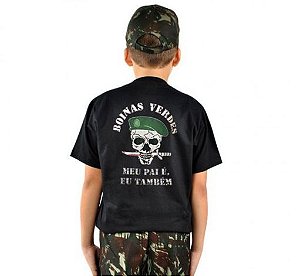 Camiseta Infantil Estampada Boinas Verdes