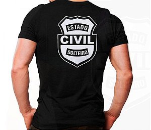 Camiseta Militar Estampada Estado Civil Solteiro Preta - Atack