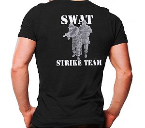 Camiseta Militar Estampada Swat Strike Team Preta - Atack