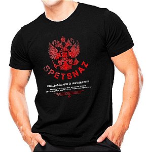 Camiseta Militar Estampada Spetsnaz Preta - Atack