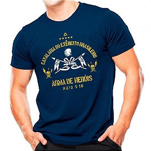 Camiseta Militar Estampada Cavalaria Do Exército Brasileiro Azul - Atack