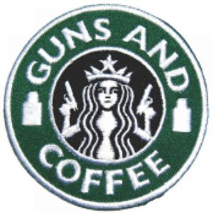 Patch Bordado Com Fecho De Contato Guns And Coffee