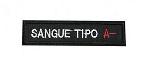 Patch Bordado Com Fecho De Contato Sangue Tipo A -