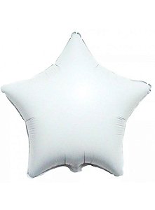 Balão Metalizado Estrela Liso Branco