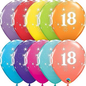Balão QUALATEX 18 Anos - Cores Sortidas - 06 UNIDADES