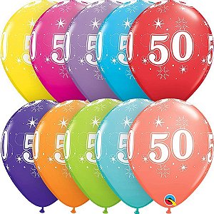 Balão QUALATEX 50 Anos - Cores Sortidas - 06 UNIDADES