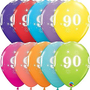 Balão QUALATEX 90 Anos - Cores Sortidas - 06 UNIDADES