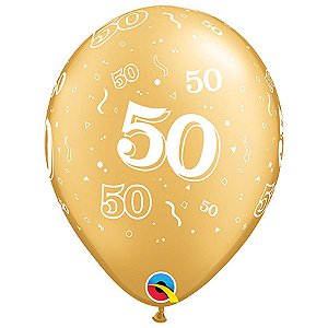 Balão QUALATEX 50 Anos - Dourado - 06 UNIDADES